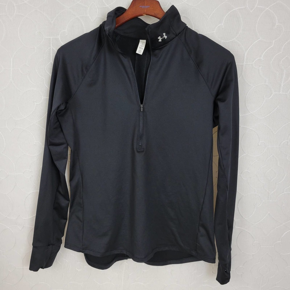 Under Armour Womens Sweatshirt Size L Black ColdGear 1/2 Zip Activewear Pullover